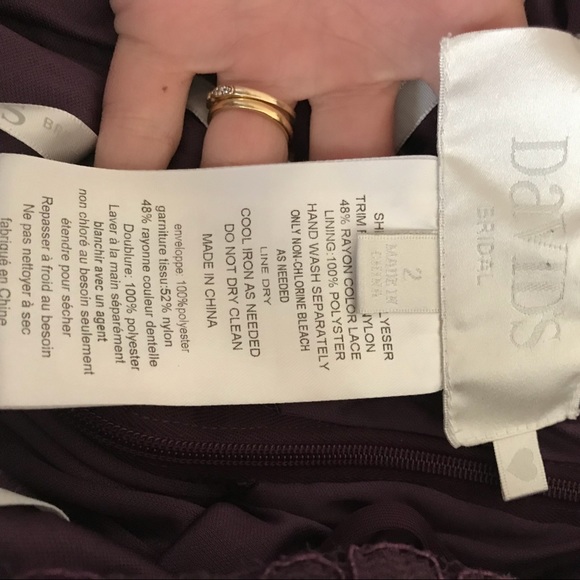 David’s Bridal Long Mesh Dress with Corded Lace - Picture 6 of 7